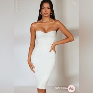 Oh Polly corset midi dress in ivory